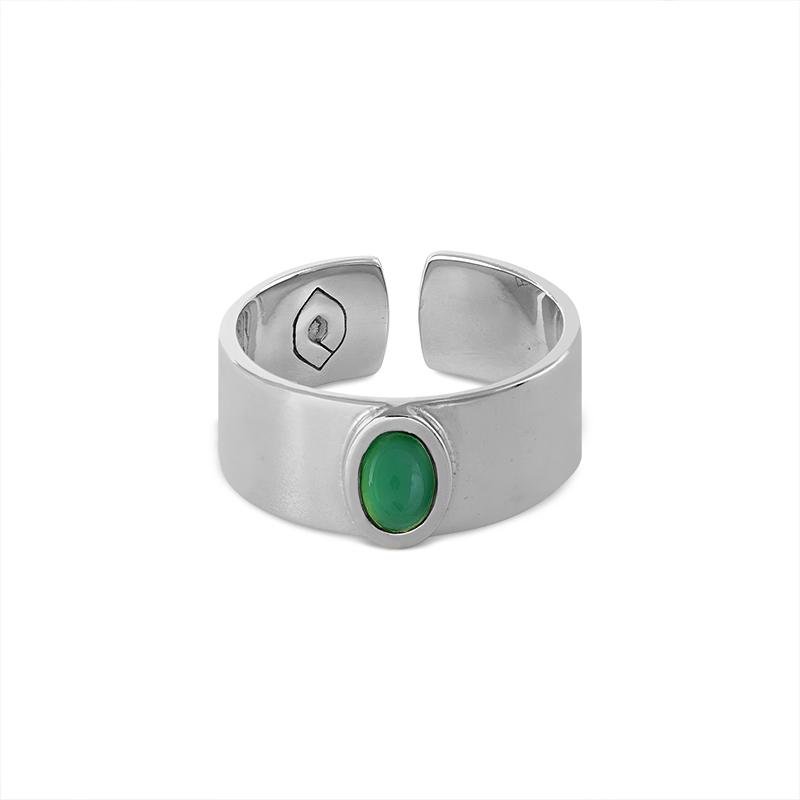 Anillo Flat Oval Plata Emerald | Joyería Online | Oui Petit