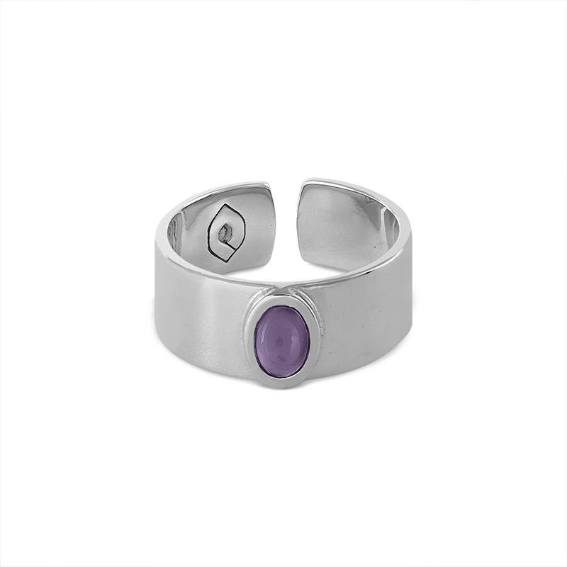 Anillo Flat Oval Plata Purple | Joyería Online | Oui Petit
