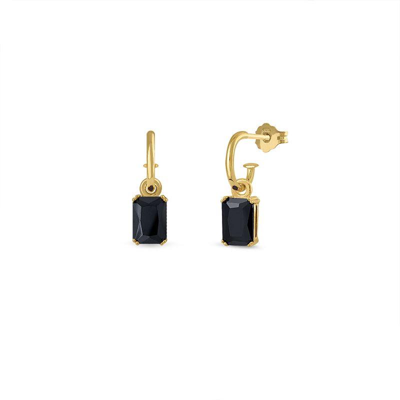 Pendientes Mini Octagon Black Oro | Joyería Online | Oui Petit