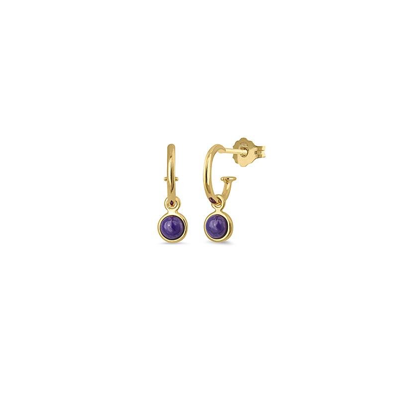 Pendientes Mini Stone Purple Oro | Joyería Online | Oui Petit